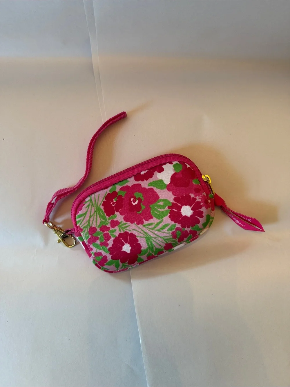 Lilly Pulitzer Pink & Green Small Floral Wristlet Pouch